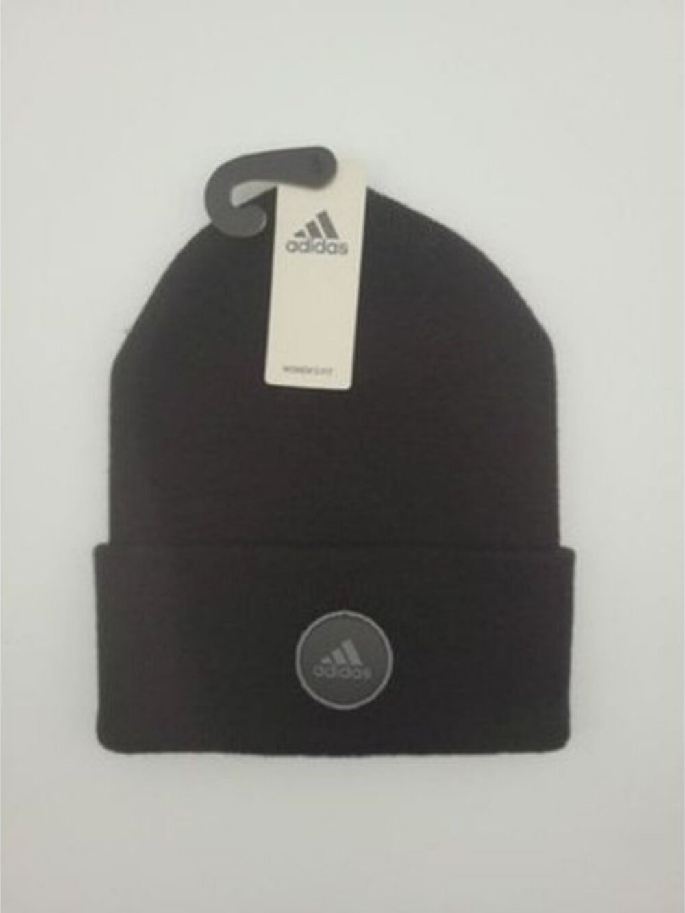 Adidas Women's Wide Cuff 2 Fold Black Grey Knit Beanie Hat IV3007 OSFA New